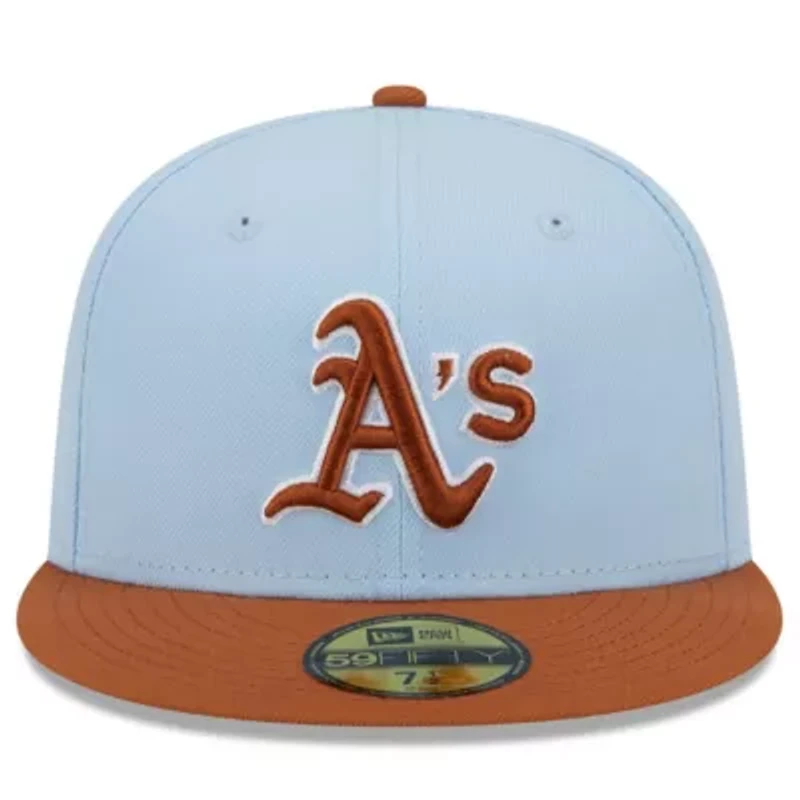 Oakland Athletics MLB Light Blue/Brown Spring Color Basic Two-Tone 59FIFTY Fitted Hat