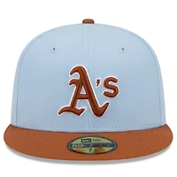 Oakland Athletics MLB Light Blue/Brown Spring Color Basic Two-Tone 59FIFTY Fitted Hat