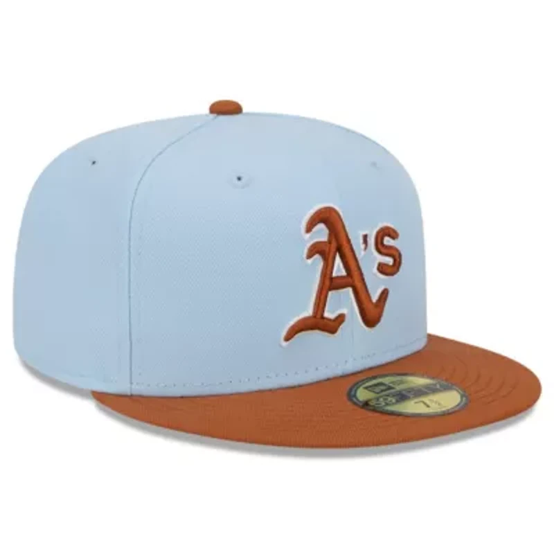 Oakland Athletics MLB Light Blue/Brown Spring Color Basic Two-Tone 59FIFTY Fitted Hat