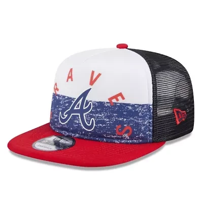 MLB White/Red Atlanta Braves Team Foam Front A-Frame Trucker 9FIFTY Snapback Hat