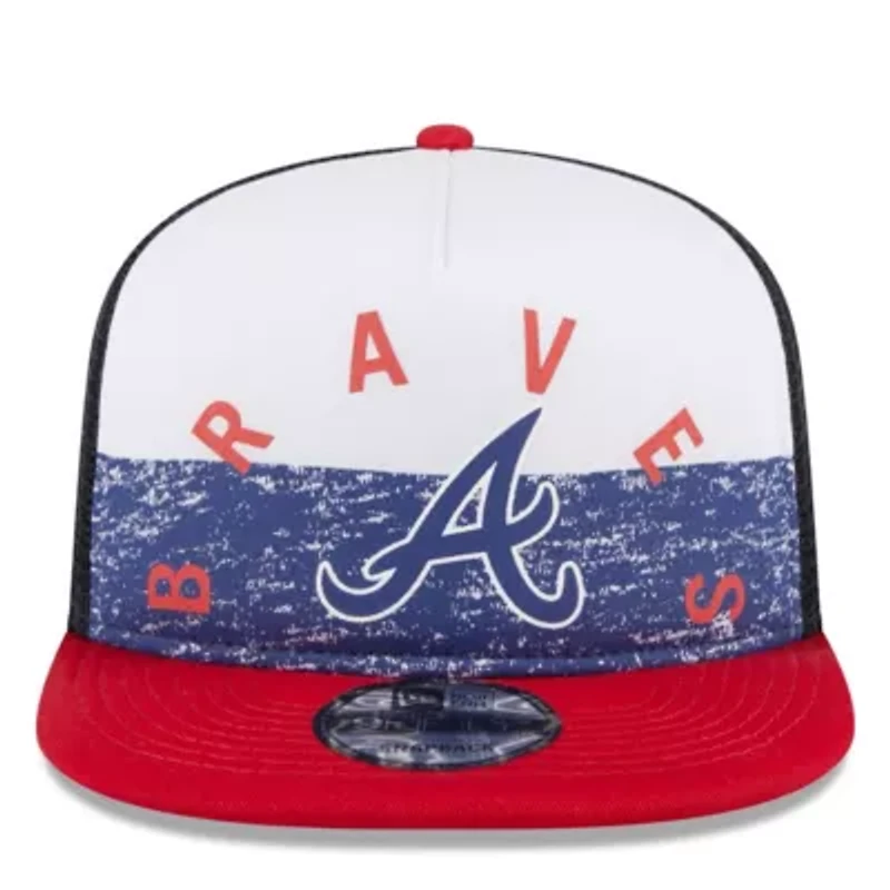MLB White/Red Atlanta Braves Team Foam Front A-Frame Trucker 9FIFTY Snapback Hat
