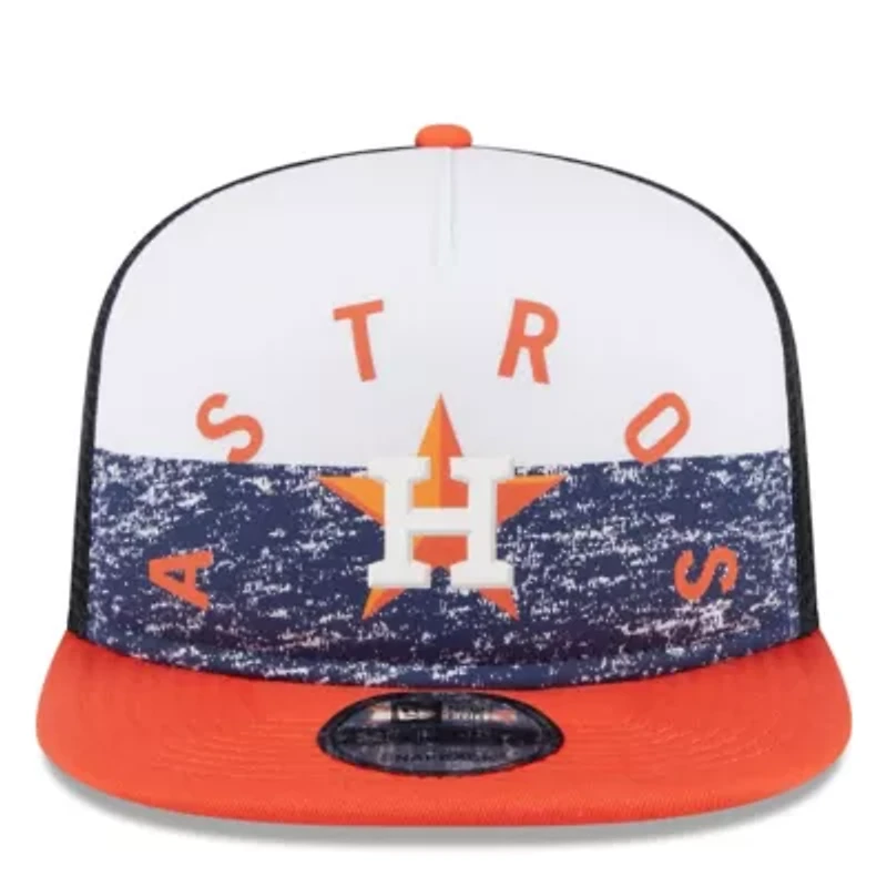 MLB White/Orange Houston Astros Team Foam Front A-Frame Trucker 9FIFTY Snapback Hat