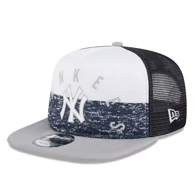 MLB White/Gray New York Yankees Team Foam Front A-Frame Trucker 9FIFTY Snapback Hat