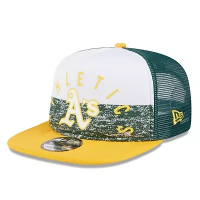 Oakland Athletics MLB White/Gold Athletics Team Foam Front A-Frame Trucker 9FIFTY Snapback Hat