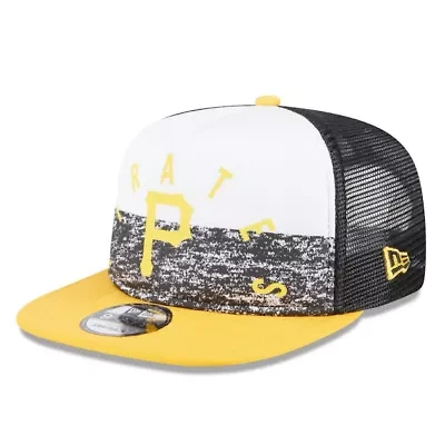 MLB White/Gold Pittsburgh Pirates Team Foam Front A-Frame Trucker 9FIFTY Snapback Hat