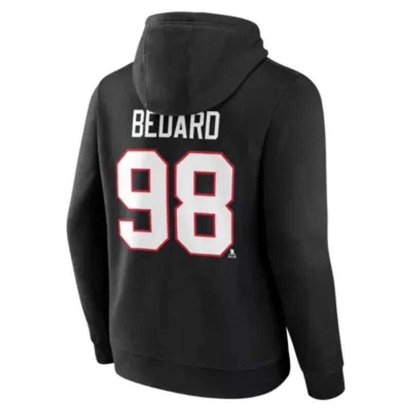 NHL Fanatics Connor Bedard Chicago Blackhawks Authentic Stack Name & Number Tri-Blend Pullover Hoodie