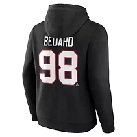 NHL Fanatics Connor Bedard Chicago Blackhawks Authentic Stack Name & Number Tri-Blend Pullover Hoodie