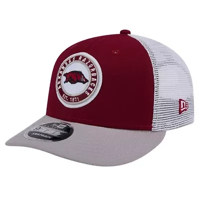 NCAA Arkansas Razorbacks Throwback Circle Patch 9FIFTY Trucker Snapback Hat