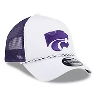 NCAA White/Purple Kansas State Wildcats Court Sport Foam A-Frame 9FORTY Adjustable Trucker Hat