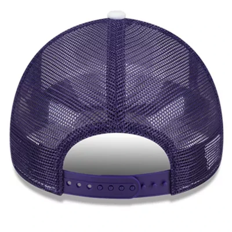NCAA White/Purple Kansas State Wildcats Court Sport Foam A-Frame 9FORTY Adjustable Trucker Hat