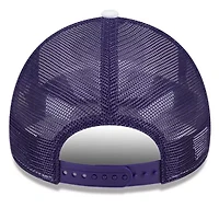 NCAA White/Purple Kansas State Wildcats Court Sport Foam A-Frame 9FORTY Adjustable Trucker Hat