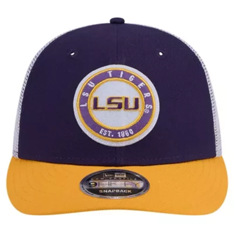 NCAA LSU Tigers Throwback Circle Patch 9FIFTY Trucker Snapback Hat