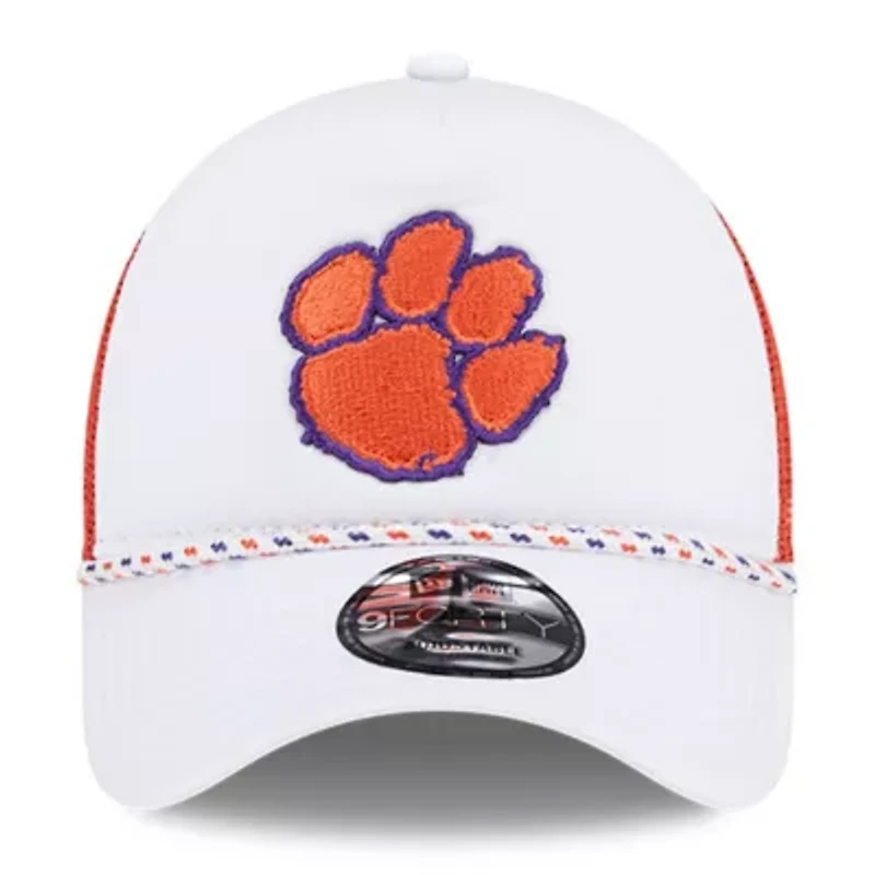 NCAA White/Orange Clemson Tigers Court Sport Foam A-Frame 9FORTY Adjustable Trucker Hat