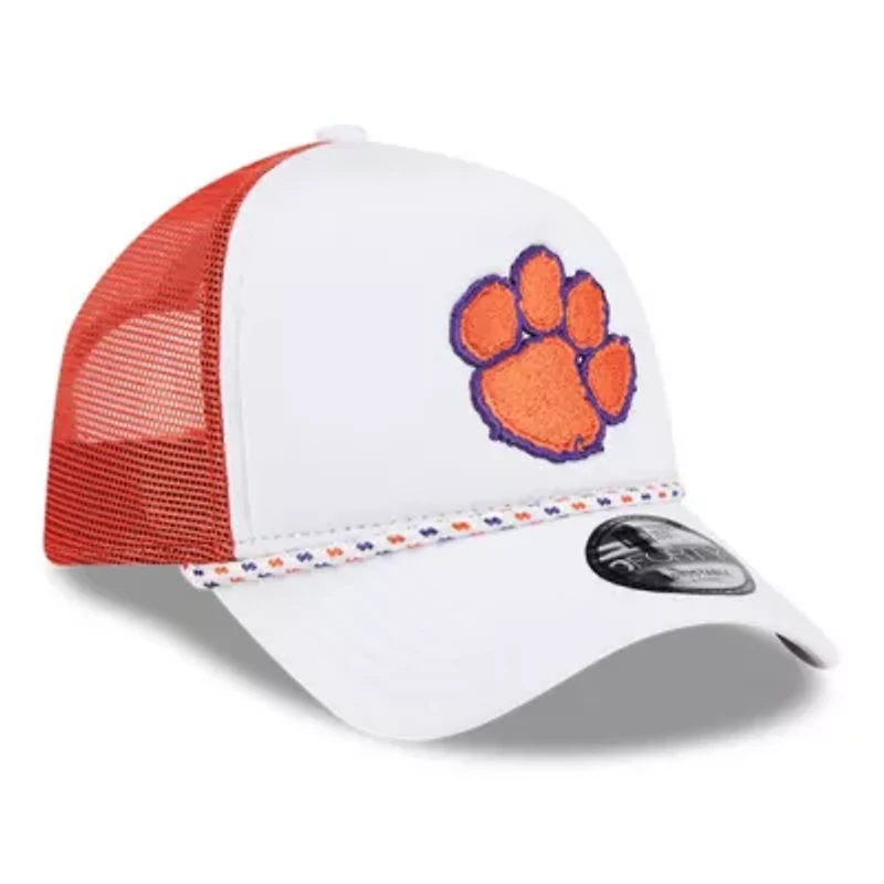 NCAA White/Orange Clemson Tigers Court Sport Foam A-Frame 9FORTY Adjustable Trucker Hat