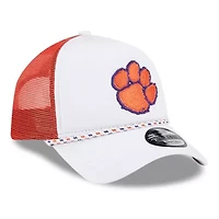 NCAA White/Orange Clemson Tigers Court Sport Foam A-Frame 9FORTY Adjustable Trucker Hat