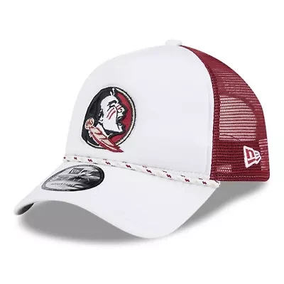 NCAA White/Garnet Florida State Seminoles Court Sport Foam A-Frame 9FORTY Adjustable Trucker Hat