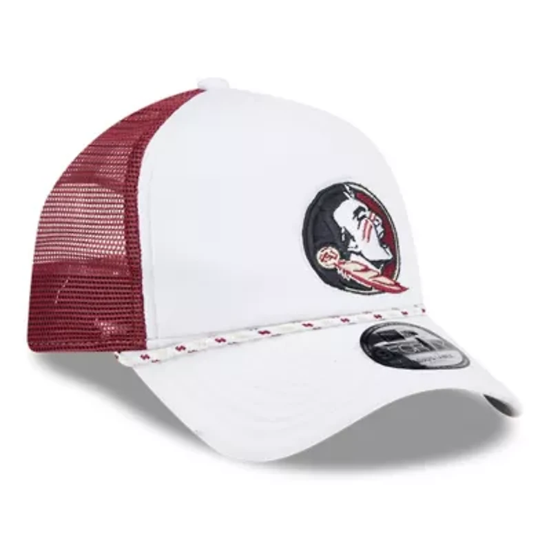 NCAA White/Garnet Florida State Seminoles Court Sport Foam A-Frame 9FORTY Adjustable Trucker Hat