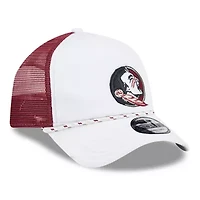 NCAA White/Garnet Florida State Seminoles Court Sport Foam A-Frame 9FORTY Adjustable Trucker Hat