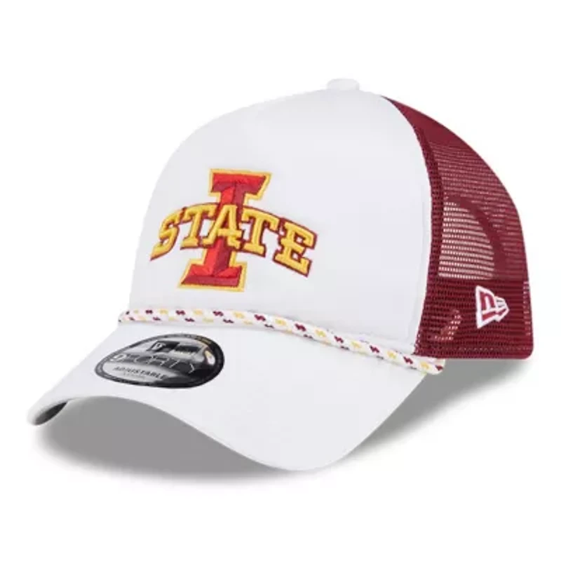 NCAA White/Cardinal Iowa State Cyclones Court Sport Foam A-Frame 9FORTY Adjustable Trucker Hat