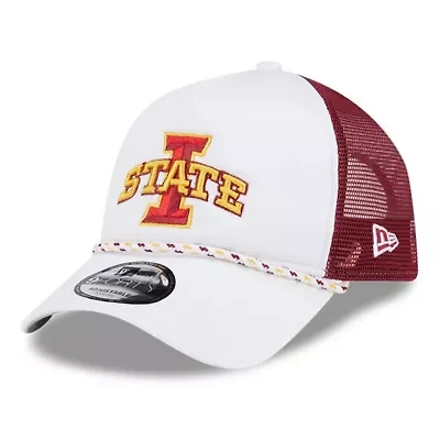 NCAA White/Cardinal Iowa State Cyclones Court Sport Foam A-Frame 9FORTY Adjustable Trucker Hat