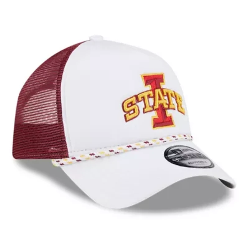 NCAA White/Cardinal Iowa State Cyclones Court Sport Foam A-Frame 9FORTY Adjustable Trucker Hat