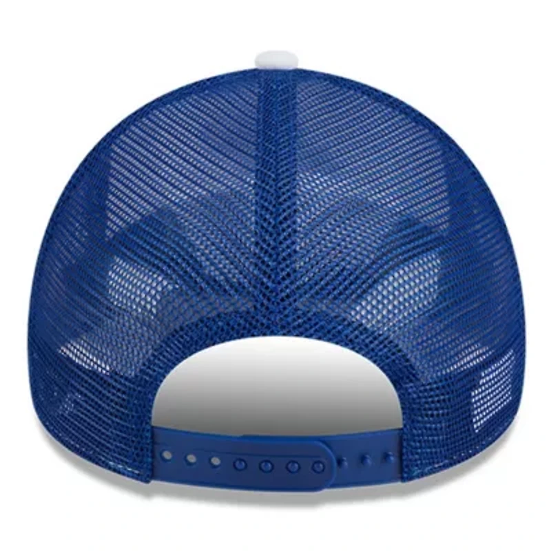 NCAA White/Royal Kansas Jayhawks Court Sport Foam A-Frame 9FORTY Adjustable Trucker Hat