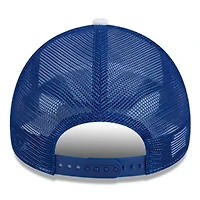NCAA White/Royal Kansas Jayhawks Court Sport Foam A-Frame 9FORTY Adjustable Trucker Hat