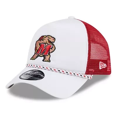 NCAA White/Red Maryland Terrapins Court Sport Foam A-Frame 9FORTY Adjustable Trucker Hat