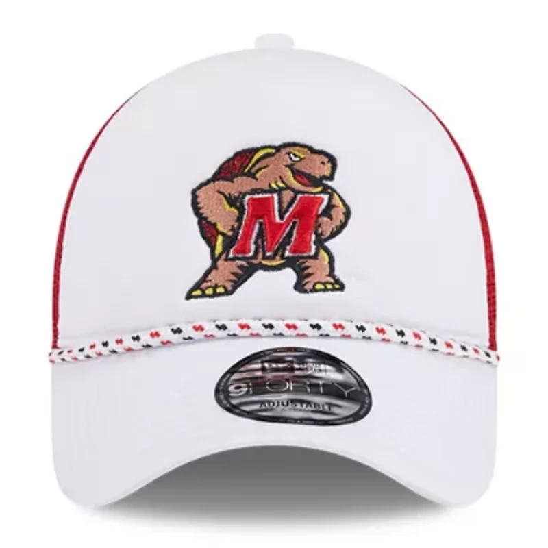NCAA White/Red Maryland Terrapins Court Sport Foam A-Frame 9FORTY Adjustable Trucker Hat