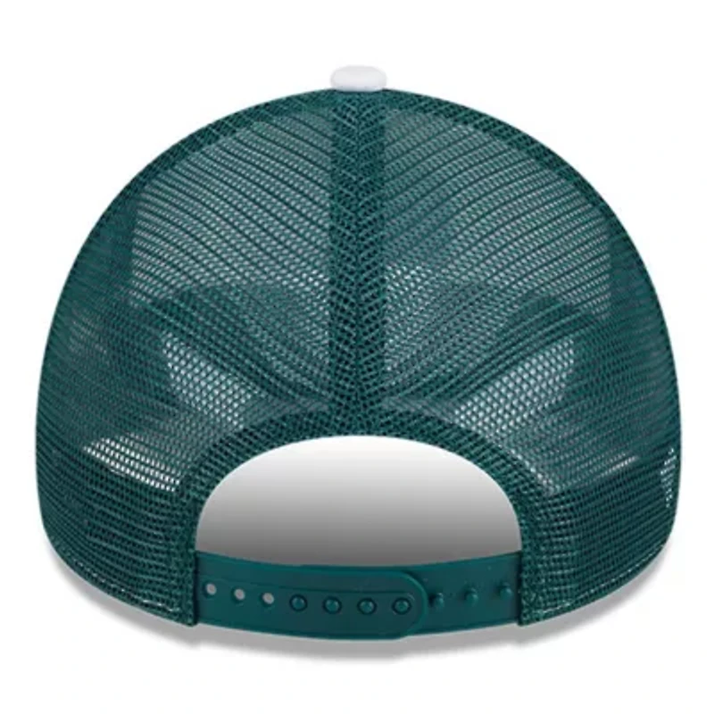 NCAA White/Green Michigan State Spartans Court Sport Foam A-Frame 9FORTY Adjustable Trucker Hat