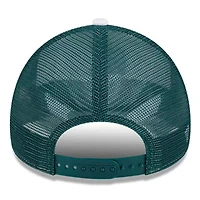 NCAA White/Green Michigan State Spartans Court Sport Foam A-Frame 9FORTY Adjustable Trucker Hat