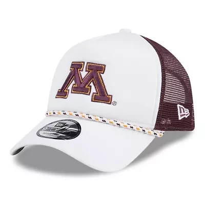 NCAA White/Maroon Minnesota Golden Gophers Court Sport Foam A-Frame 9FORTY Adjustable Trucker Hat