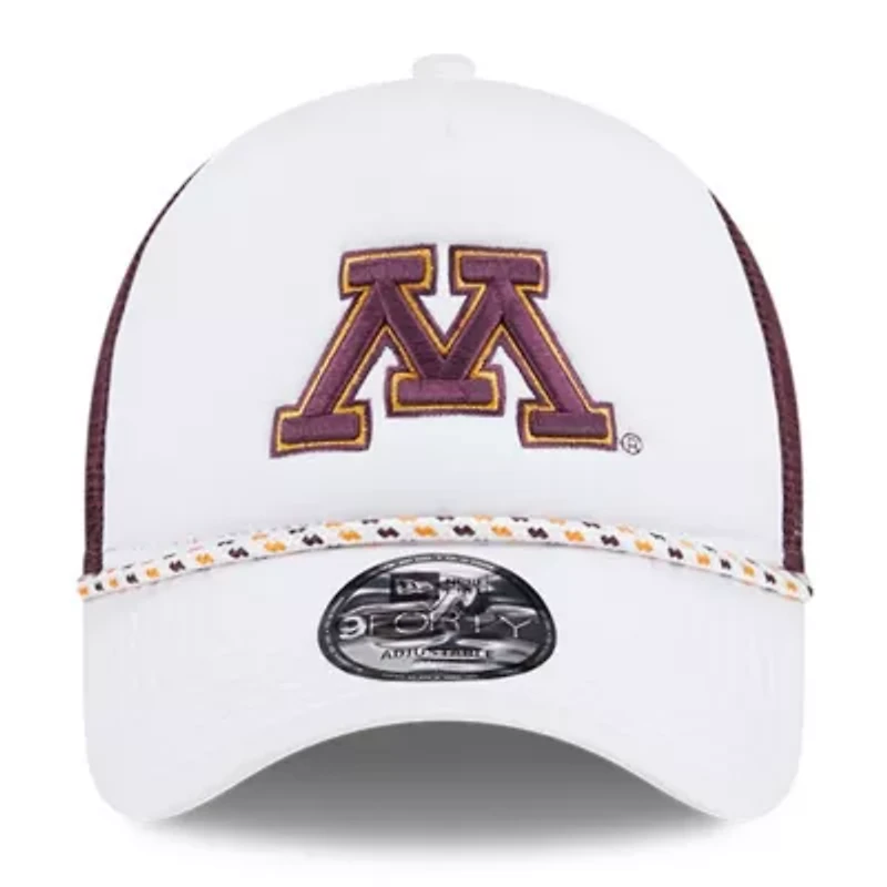 NCAA White/Maroon Minnesota Golden Gophers Court Sport Foam A-Frame 9FORTY Adjustable Trucker Hat