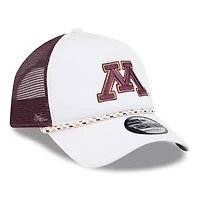 NCAA White/Maroon Minnesota Golden Gophers Court Sport Foam A-Frame 9FORTY Adjustable Trucker Hat