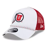NCAA White/Red Utah Utes Court Sport Foam A-Frame 9FORTY Adjustable Trucker Hat