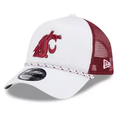NCAA White/Crimson Washington State Cougars Court Sport Foam A-Frame 9FORTY Adjustable Trucker Hat