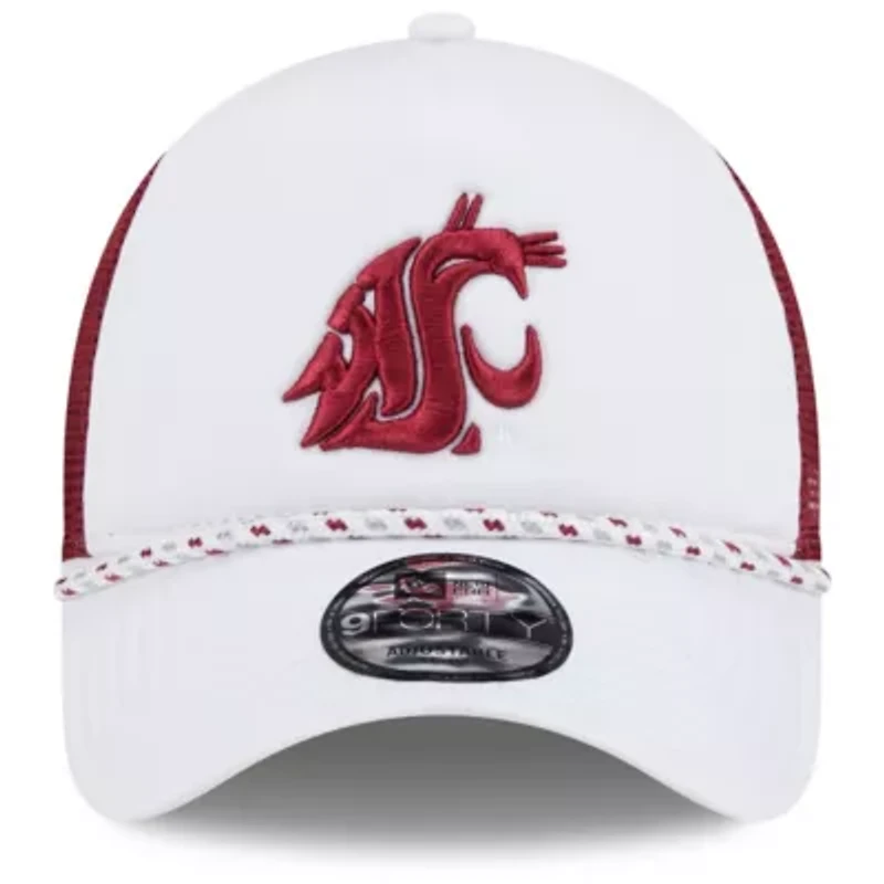 NCAA White/Crimson Washington State Cougars Court Sport Foam A-Frame 9FORTY Adjustable Trucker Hat