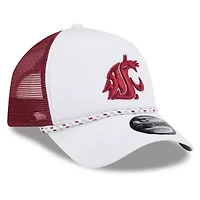 NCAA White/Crimson Washington State Cougars Court Sport Foam A-Frame 9FORTY Adjustable Trucker Hat