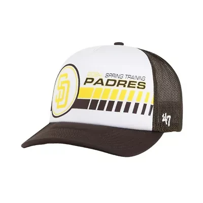 MLB White/Brown San Diego Padres 2024 Spring Training Foam Trucker Adjustable Hat