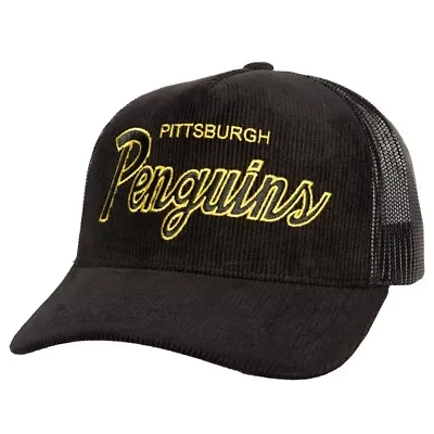 NHL Pittsburgh Penguins Times Up Classic Script Cord Trucker Adjustable Hat