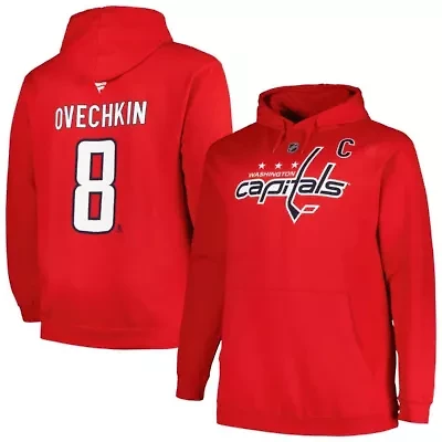NHL Alexander Ovechkin Washington Capitals Big & Tall Name Number Pullover Hoodie