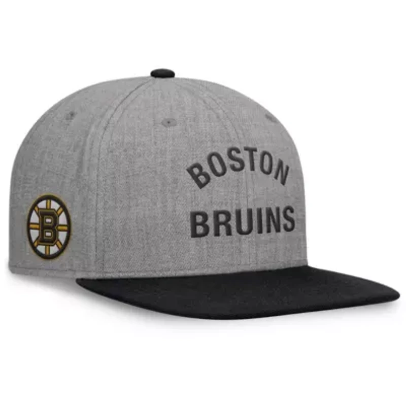 NHL Fanatics Heather Elements Flat Brim Leather Strapback Hat
