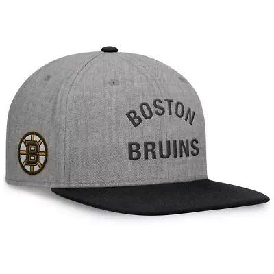 NHL Fanatics Heather Elements Flat Brim Leather Strapback Hat