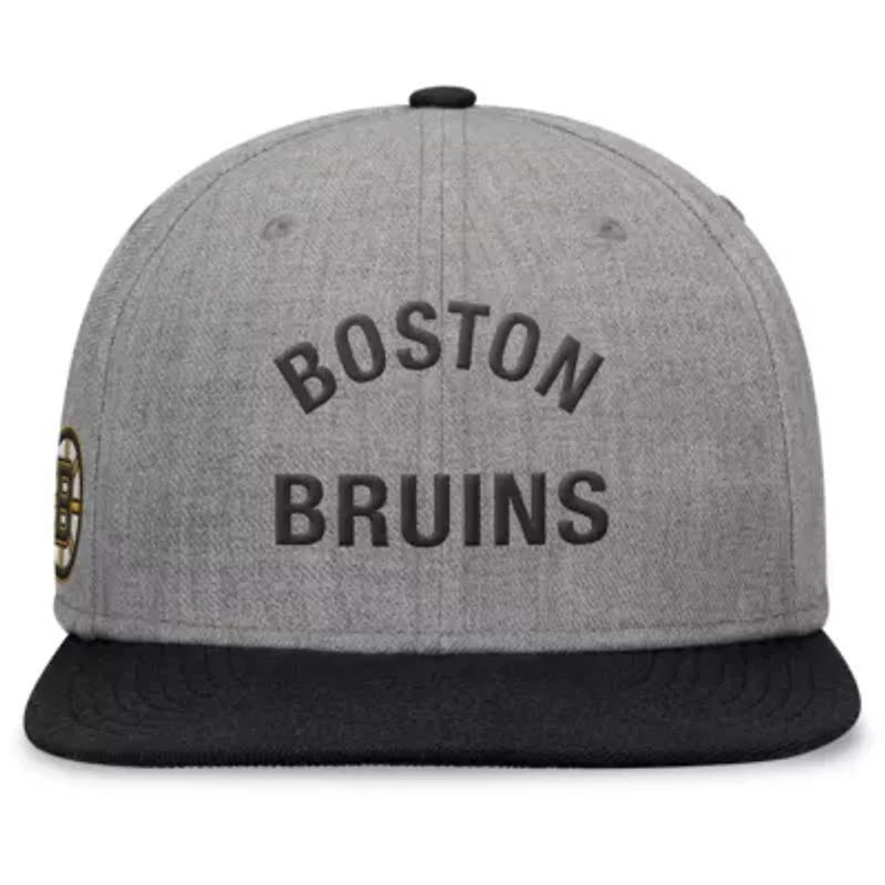 NHL Fanatics Heather Elements Flat Brim Leather Strapback Hat