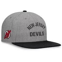 NHL Fanatics Heather New Jersey Devils Elements Flat Brim Leather Strapback Hat
