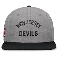 NHL Fanatics Heather New Jersey Devils Elements Flat Brim Leather Strapback Hat