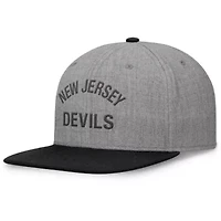 NHL Fanatics Heather New Jersey Devils Elements Flat Brim Leather Strapback Hat