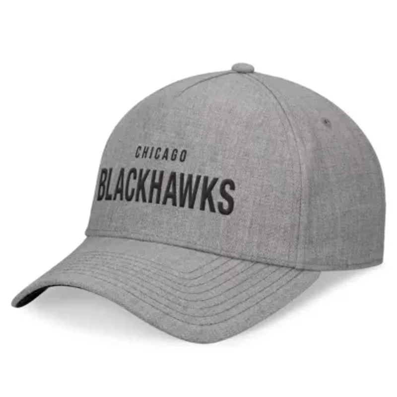 NHL Fanatics Heather Chicago Blackhawks Elements A-Frame Leather Strapback Hat