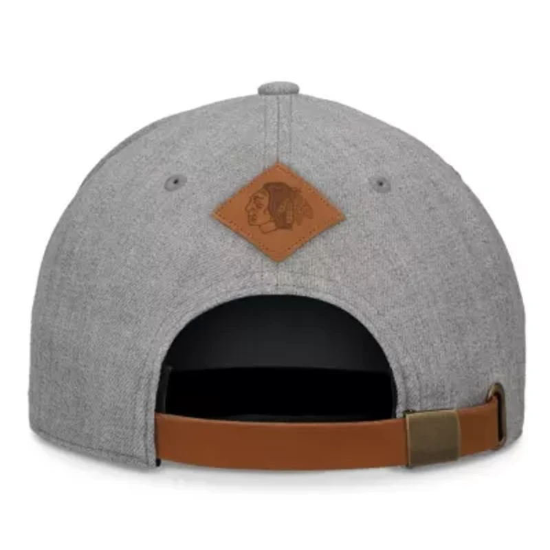 NHL Fanatics Heather Chicago Blackhawks Elements A-Frame Leather Strapback Hat
