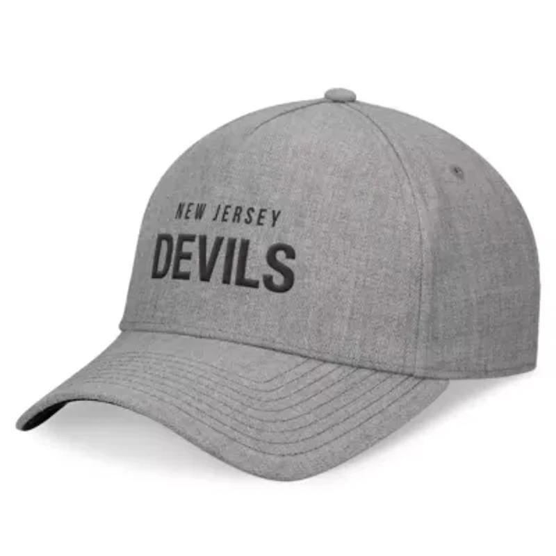 NHL Fanatics Heather New Jersey Devils Elements A-Frame Leather Strapback Hat